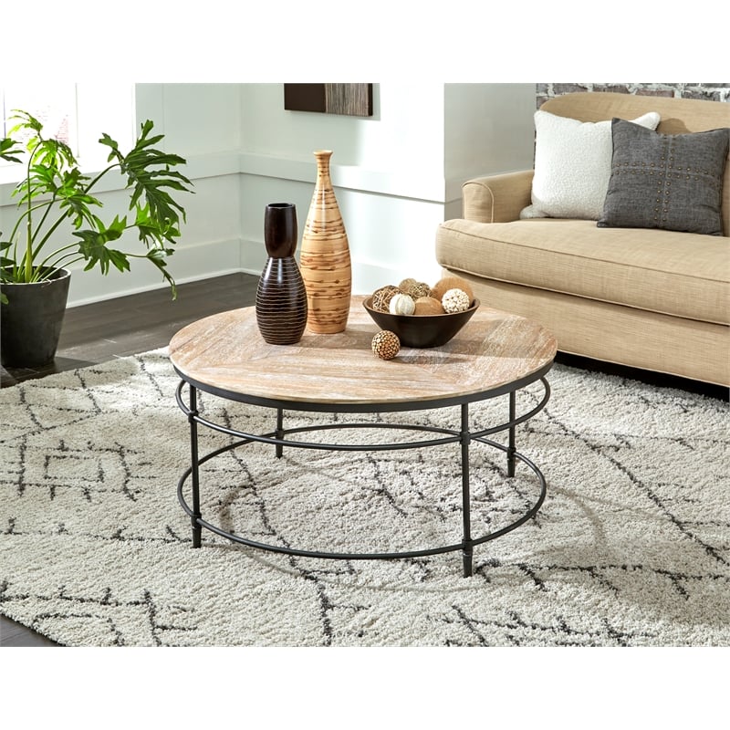 Home Square 2-Piece Set with Round Coffee Table and Sofa Console Table
