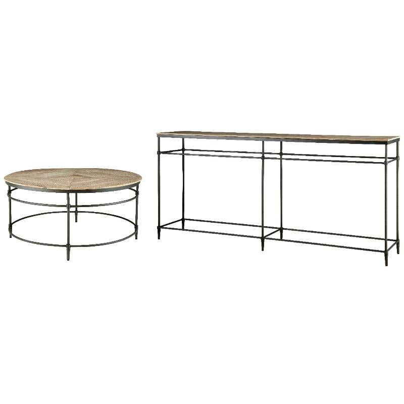 Home Square 2-Piece Set with Round Coffee Table and Sofa Console Table