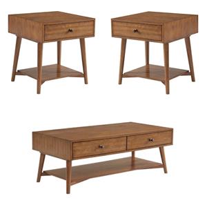 Home Square 3-Piece Set with 2-Drawer Coffee Table & 2 End Tables