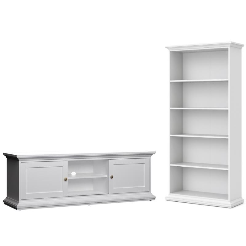 Home Square 2-Piece Set with TV Stand and 5 Shelf Bookcase