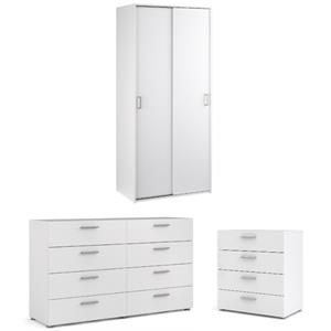 Home Square 3-Piece Set with Space Wardrobe & Dresser & Chest in White