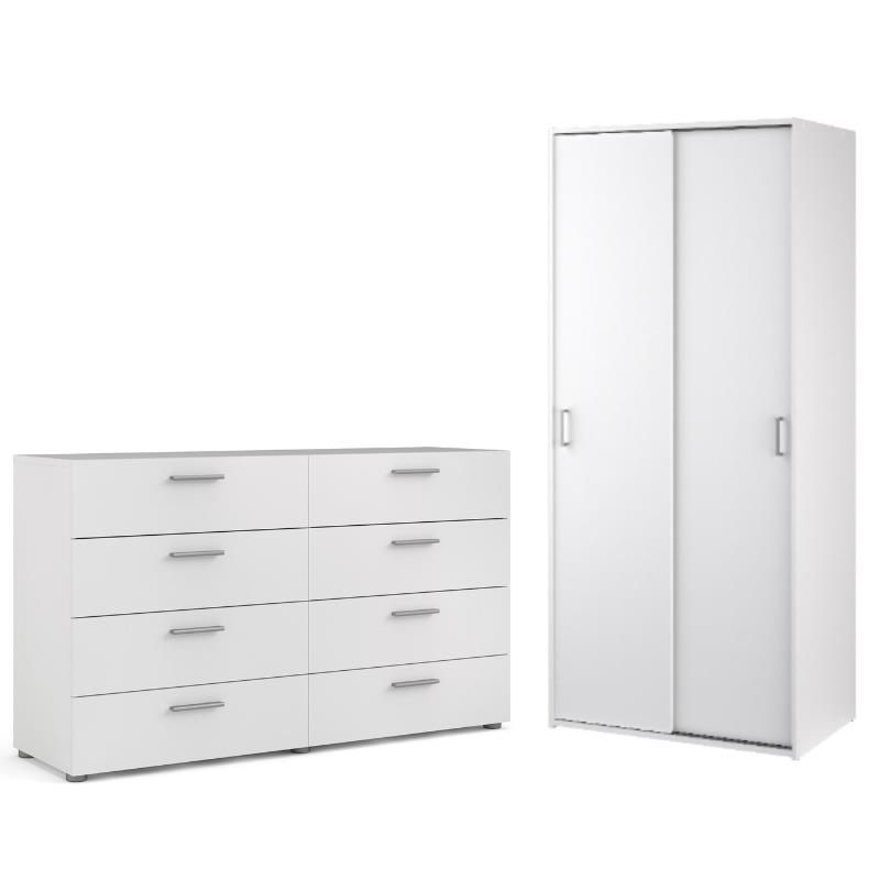 Home Square 2-Piece Set with Space Wardrobe and Double Dresser in White
