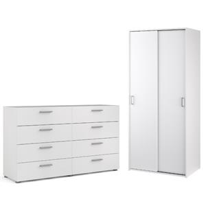 Home Square 2-Piece Set with Space Wardrobe and Double Dresser in White