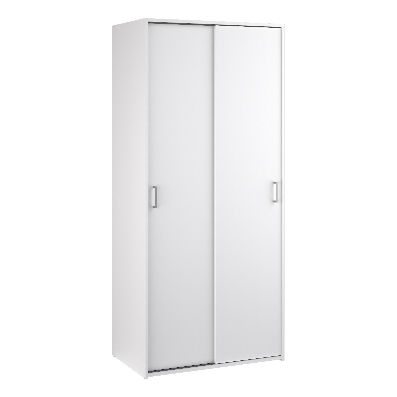 Home Square Space Wardrobe with 2 Sliding Doors in White - Set of 2