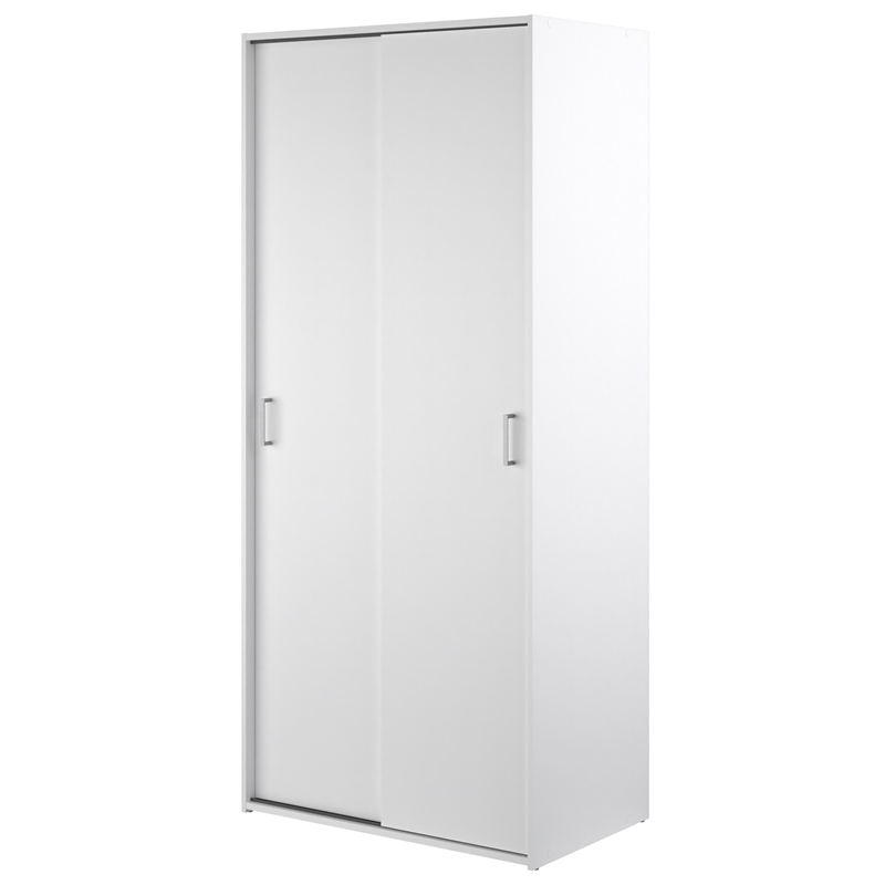 Home Square Space Wardrobe with 2 Sliding Doors in White - Set of 2