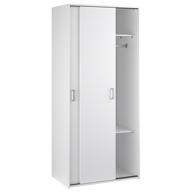 Home Square Space Wardrobe with 2 Sliding Doors in White - Set of 2