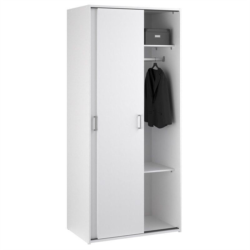 Home Square Space Wardrobe with 2 Sliding Doors in White - Set of 2