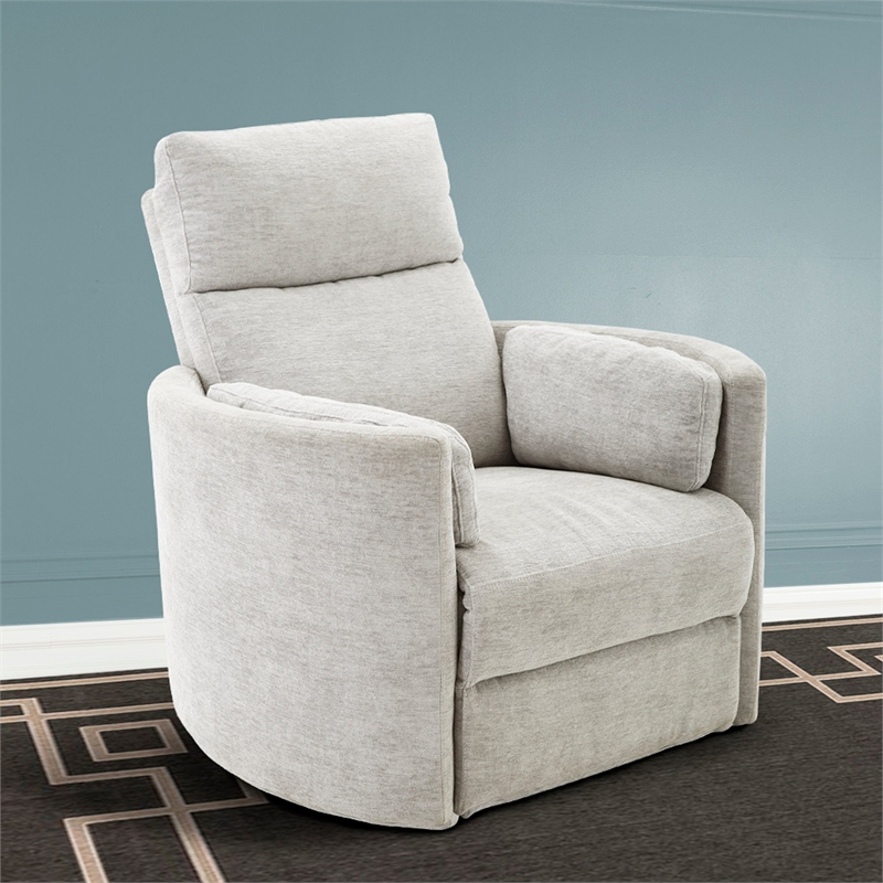 Home Square Polyester Swivel Glider Recliner in Mineral White - Set of 2