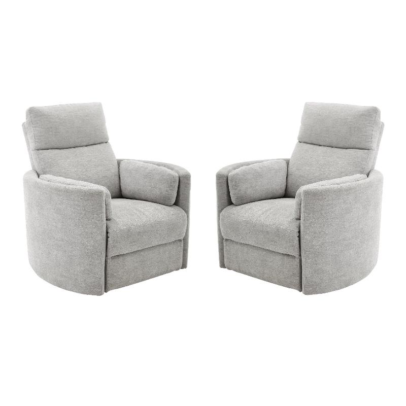 Home Square Polyester Swivel Glider Recliner in Mineral White - Set of 2