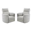 Home Square Polyester Swivel Glider Recliner in Mineral White - Set of 2