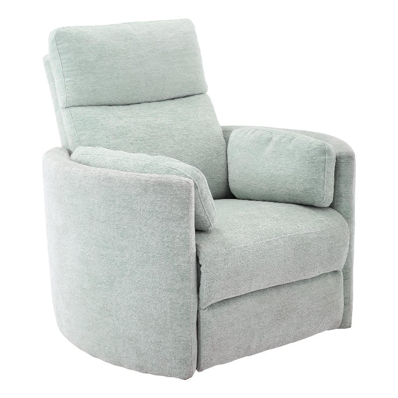 Home Square Polyester Swivel Glider Recliner in Windstream Green - Set of 2