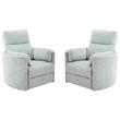 Home Square Polyester Swivel Glider Recliner in Windstream Green - Set of 2
