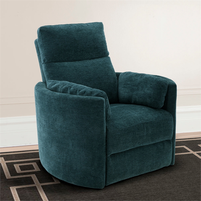 Home Square Polyester Swivel Glider Recliner in Peacock Blue - Set of 2