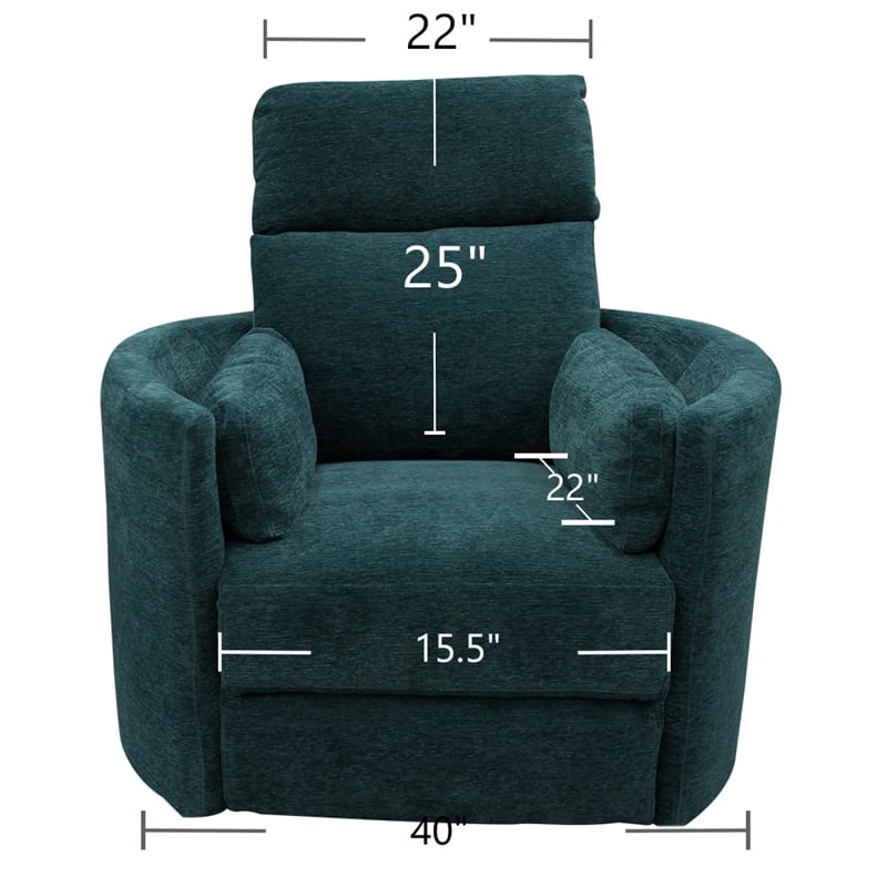 Home Square Polyester Swivel Glider Recliner in Peacock Blue - Set of 2