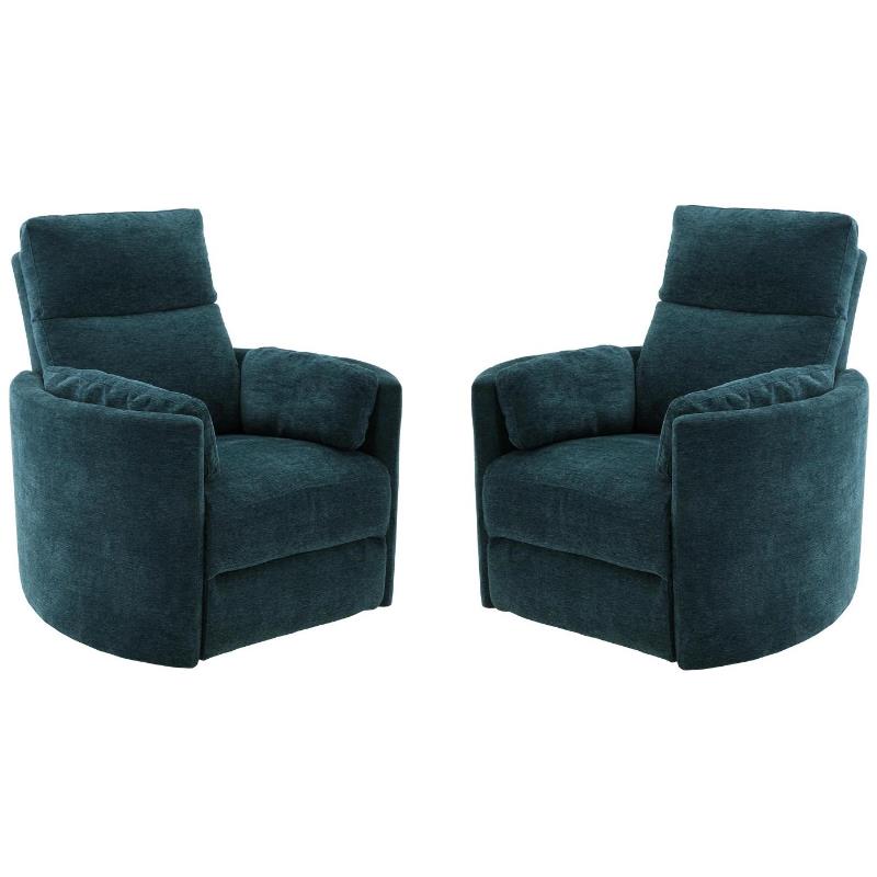 Home Square Polyester Swivel Glider Recliner in Peacock Blue - Set of 2