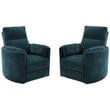 Home Square Polyester Swivel Glider Recliner in Peacock Blue - Set of 2