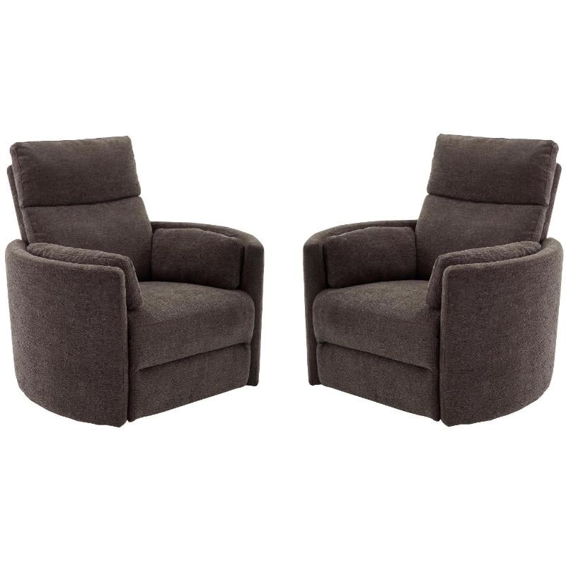 Home Square Polyester Swivel Glider Recliner in Brown - Set of 2