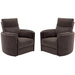 Home Square Polyester Swivel Glider Recliner in Brown - Set of 2