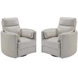 Home Square Leather Cordless Swivel Glider Recliner in Ivory - Set of 2
