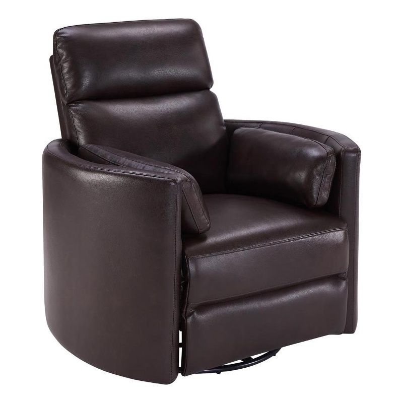 Home Square Leather Cordless Swivel Glider Recliner in Brown - Set of 2