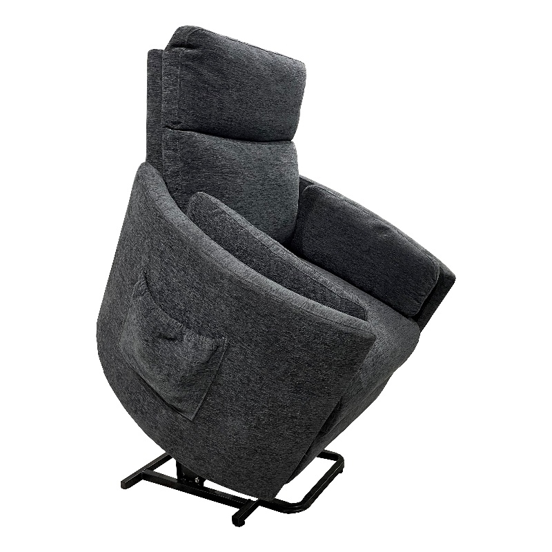 Home Square Fabric Lift Recliner in Charcoal & Mediterranean - Set of 2