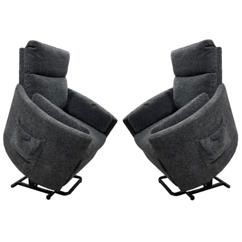 Home Square Fabric Lift Recliner in Charcoal & Mediterranean - Set of 2