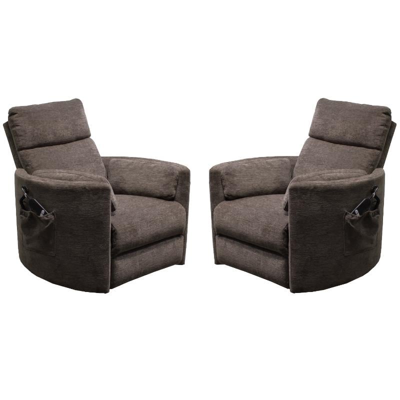 Home Square Fabric Lift Recliner in Brown & Krypton - Set of 2