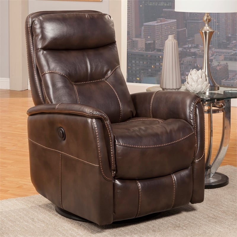 Home Square Swivel Glider Recliner in Truffle Brown - Set of 2