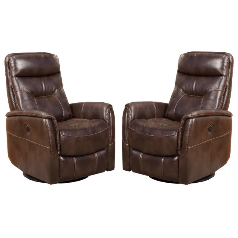 Home Square Swivel Glider Recliner in Truffle Brown - Set of 2