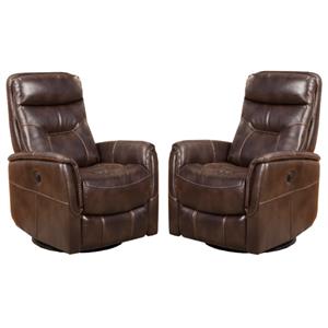home square modern leather polyester swivel glider recliner - set of 2