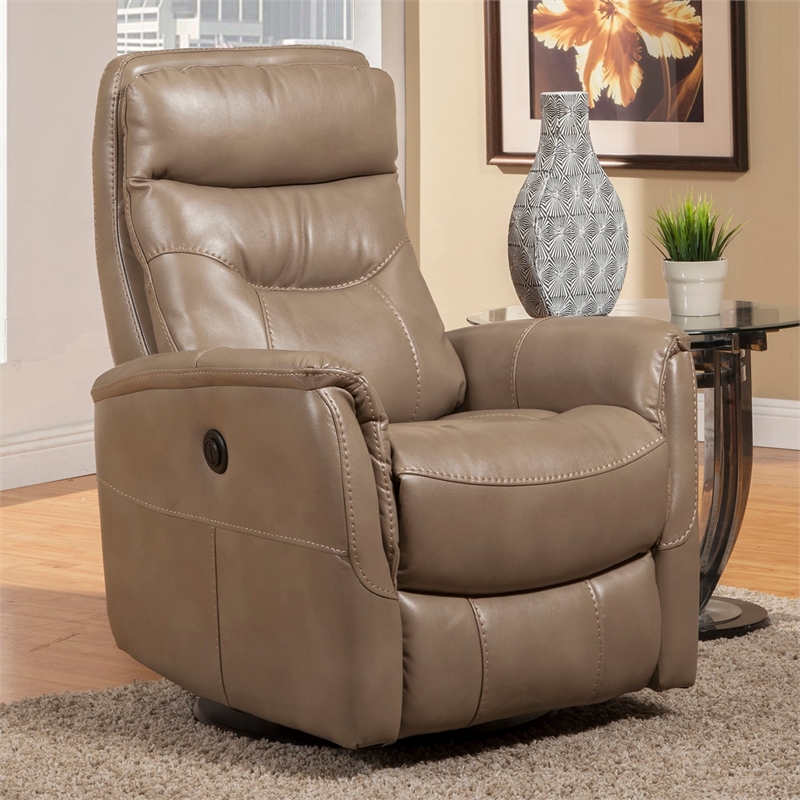 Home Square Polyester Swivel Glider Recliner in Linen Brown - Set of 2