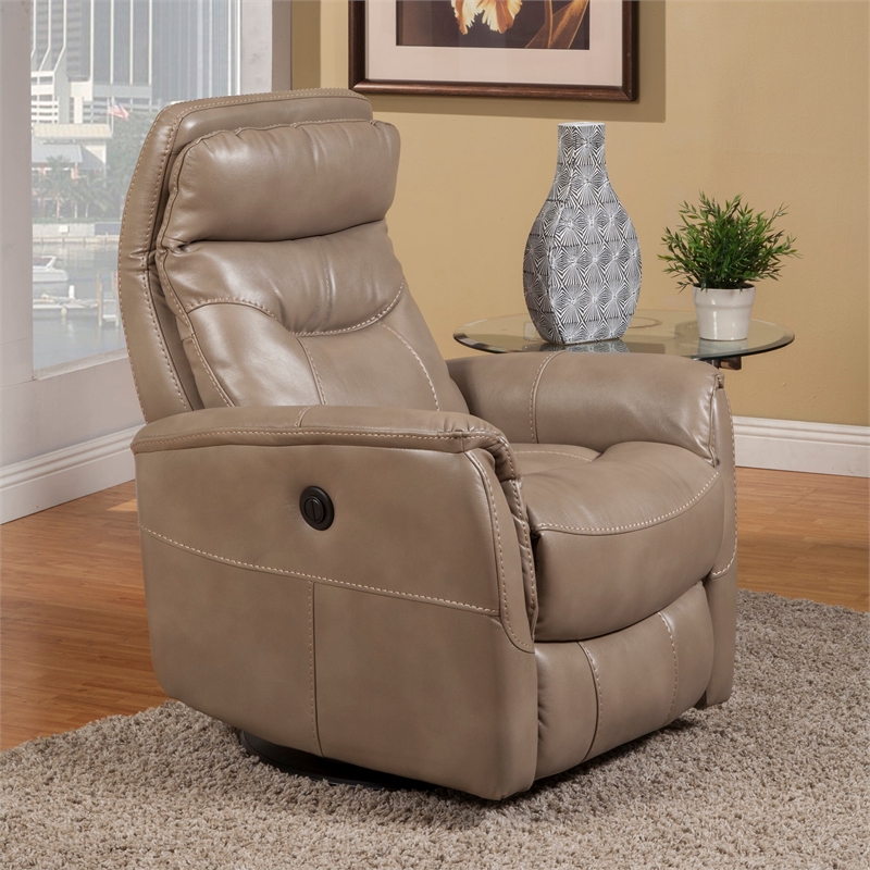 Home Square Polyester Swivel Glider Recliner in Linen Brown - Set of 2