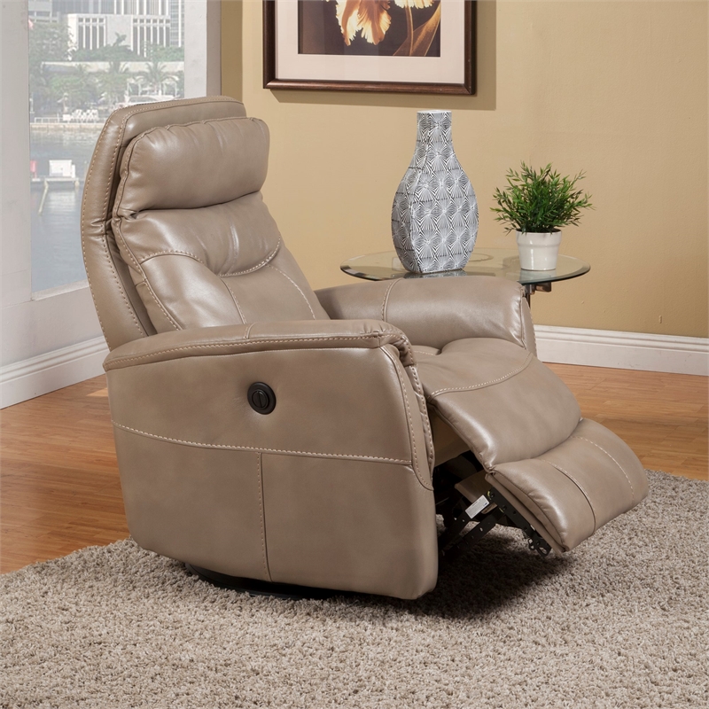 Home Square Polyester Swivel Glider Recliner in Linen Brown - Set of 2