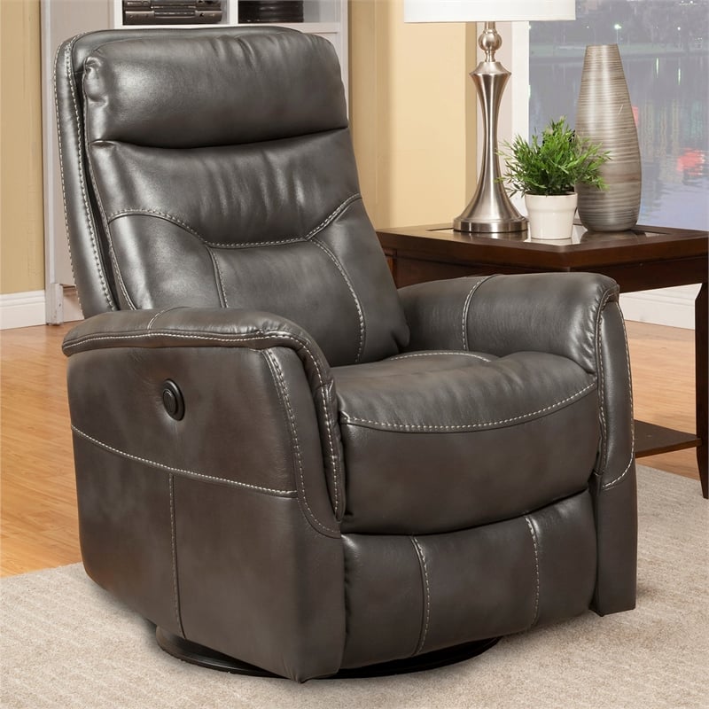 Home Square Swivel Polyester Glider Recliner in Flint Gray - Set of 2