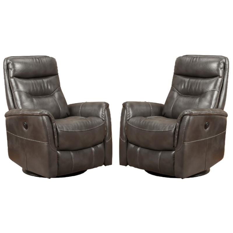 Home Square Swivel Polyester Glider Recliner in Flint Gray - Set of 2