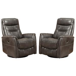 Home Square Swivel Polyester Glider Recliner in Flint Gray - Set of 2