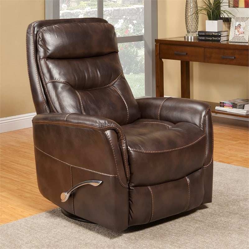 Home Square Polyester Manual Swivel Glider Recliner in Truffle Brown - Set of 2