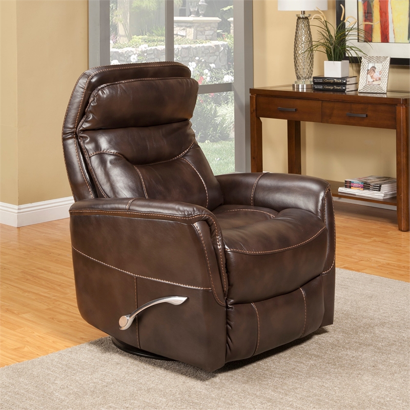 Home Square Polyester Manual Swivel Glider Recliner in Truffle Brown - Set of 2