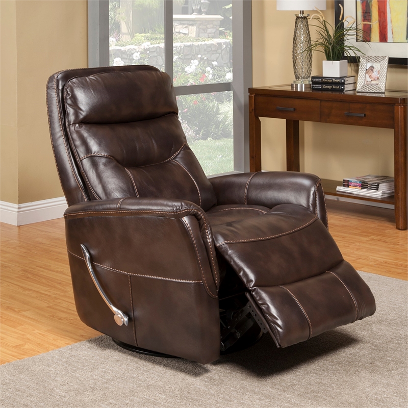 Home Square Polyester Manual Swivel Glider Recliner in Truffle Brown - Set of 2