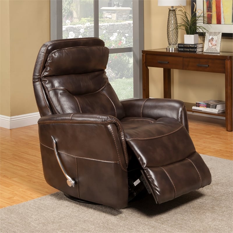 Home Square Polyester Manual Swivel Glider Recliner in Truffle Brown - Set of 2