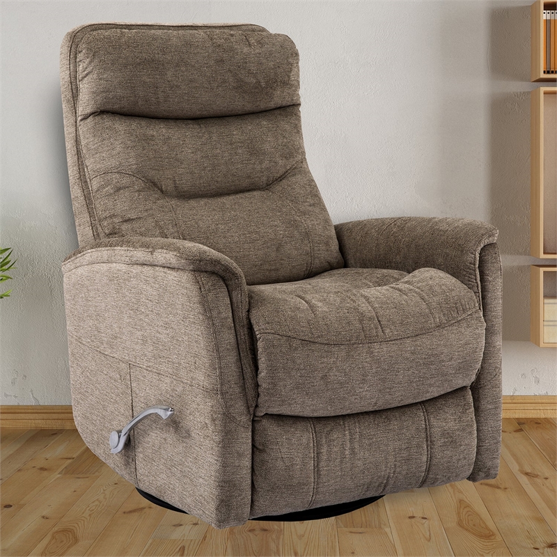 Home Square Polyester Manual Swivel Glider Recliner in Heather Brown - Set of 2