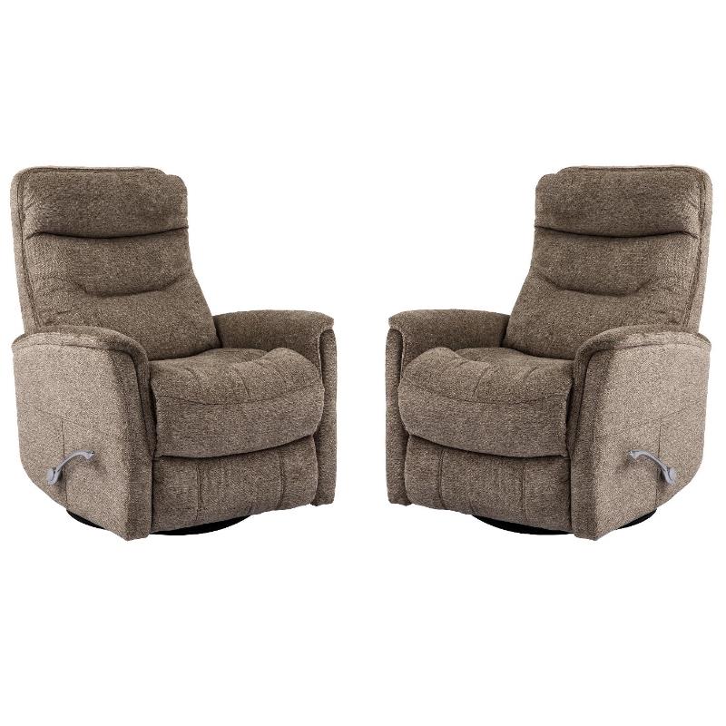 Home Square Polyester Manual Swivel Glider Recliner in Heather Brown - Set of 2