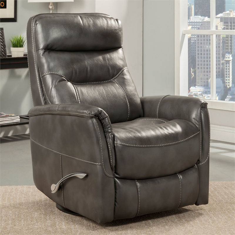 Home Square Polyester Manual Swivel Glider Recliner in Flint Black - Set of 2