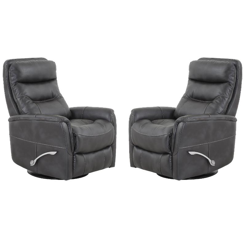 Home Square Polyester Manual Swivel Glider Recliner in Flint Black - Set of 2
