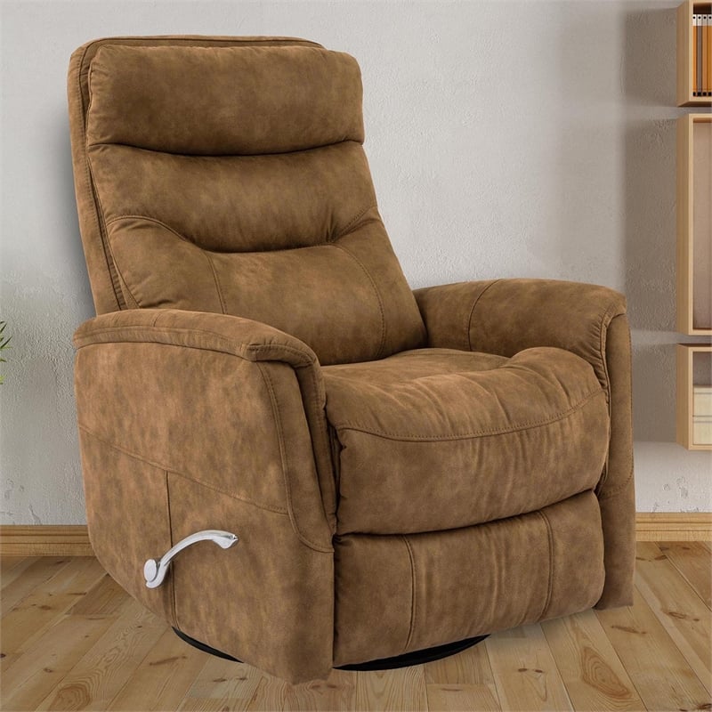 Home Square Polyester Manual Swivel Glider Recliner in Autumn Brown - Set of 2