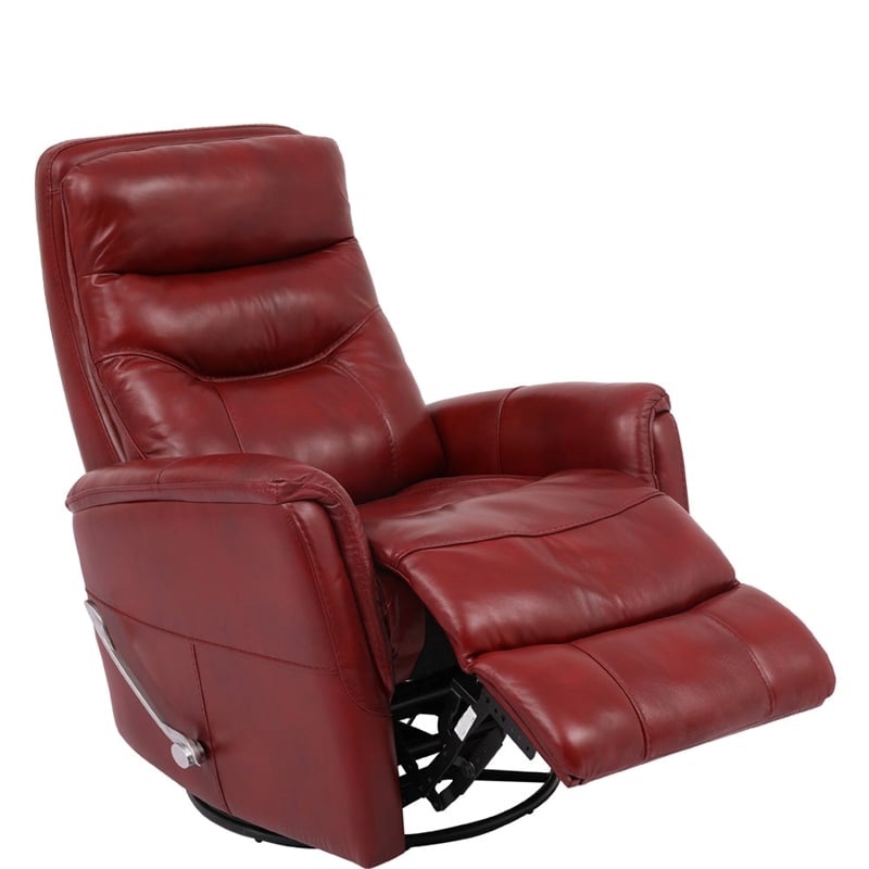 Home Square Leather Manual Swivel Glider Recliner in Red - Set of 2