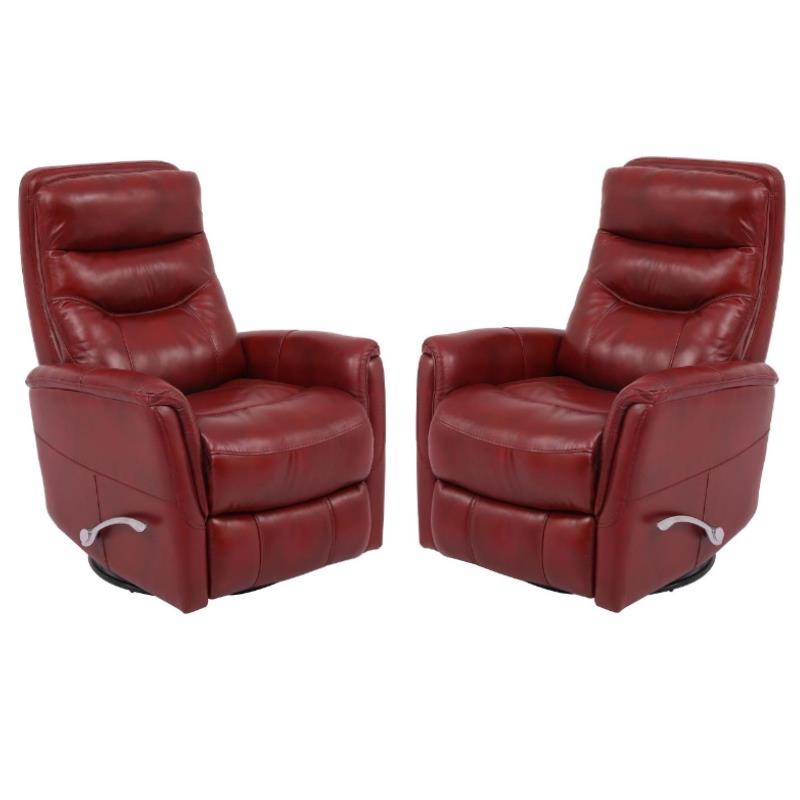 Home Square Leather Manual Swivel Glider Recliner in Red - Set of 2