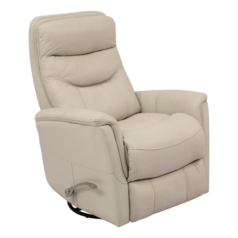 Home Square Leather Manual Swivel Glider Recliner in Ivory - Set of 2