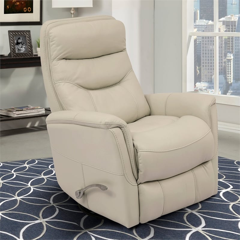 Home Square Leather Manual Swivel Glider Recliner in Ivory - Set of 2