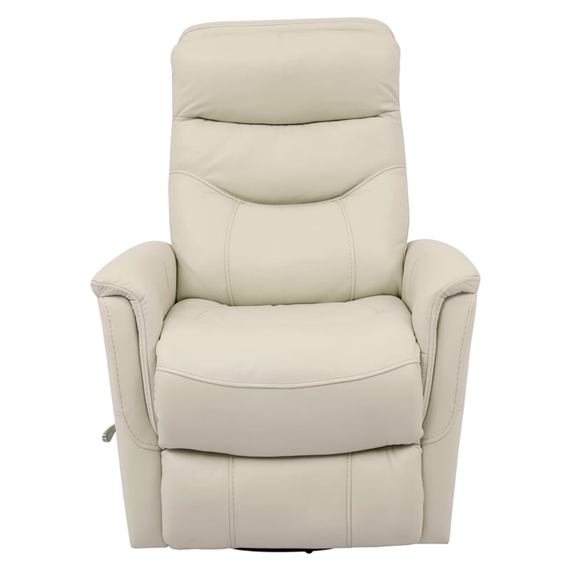 Home Square Leather Manual Swivel Glider Recliner in Ivory - Set of 2
